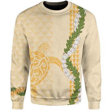 Hawaii Sweatshirt Turtle Puakenikeni Maile Flower Lei-Myprintsy