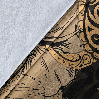 Hawaii Turtle Premium Blanket Polynesian Hibiscus Art Gold-Myprintsy