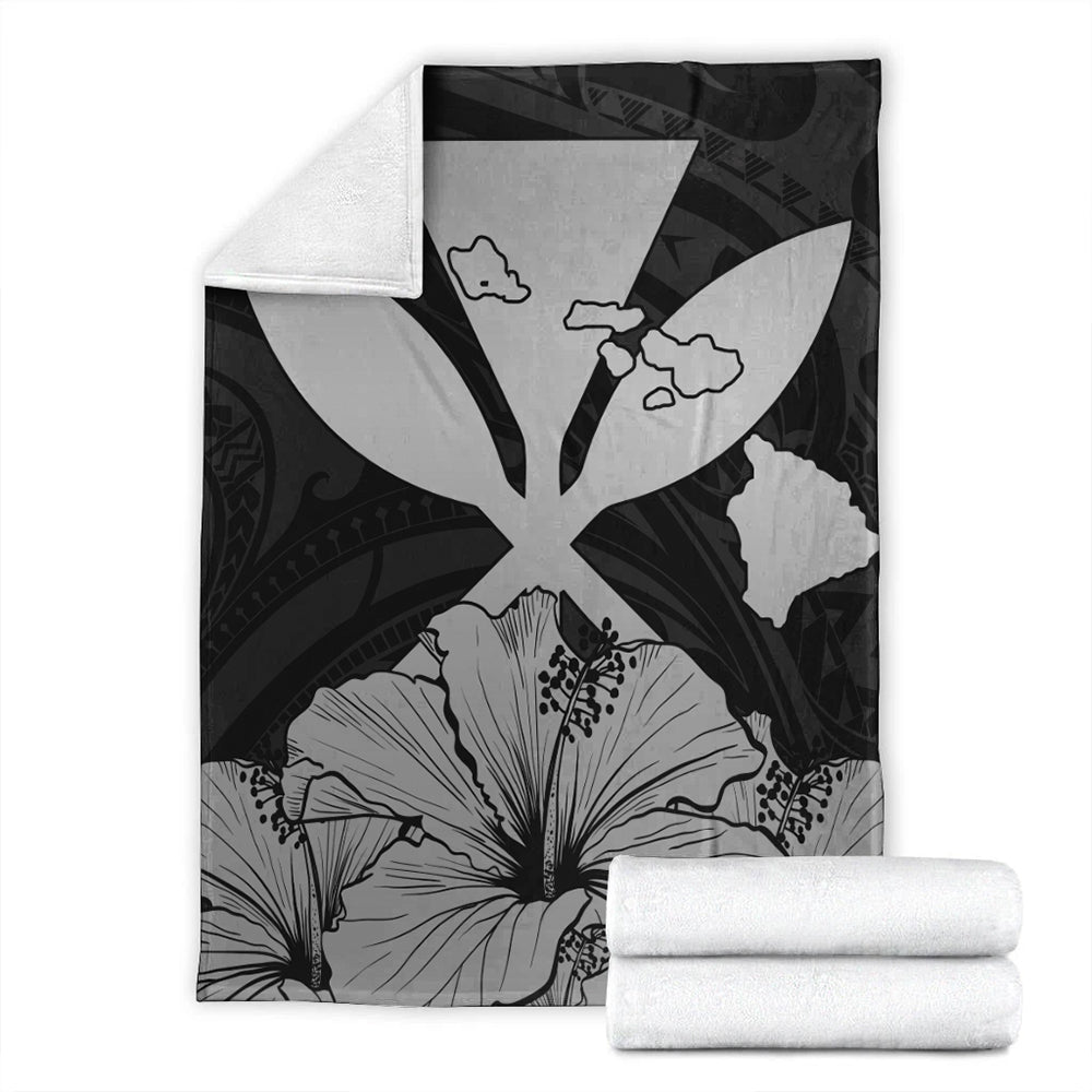 Hawaiian Premium Blanket Kanaka Maoli Hibiscus Polynesian Love Gray-Myprintsy