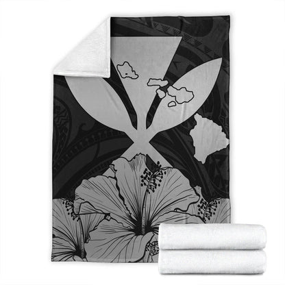 Hawaiian Premium Blanket Kanaka Maoli Hibiscus Polynesian Love Gray-Myprintsy