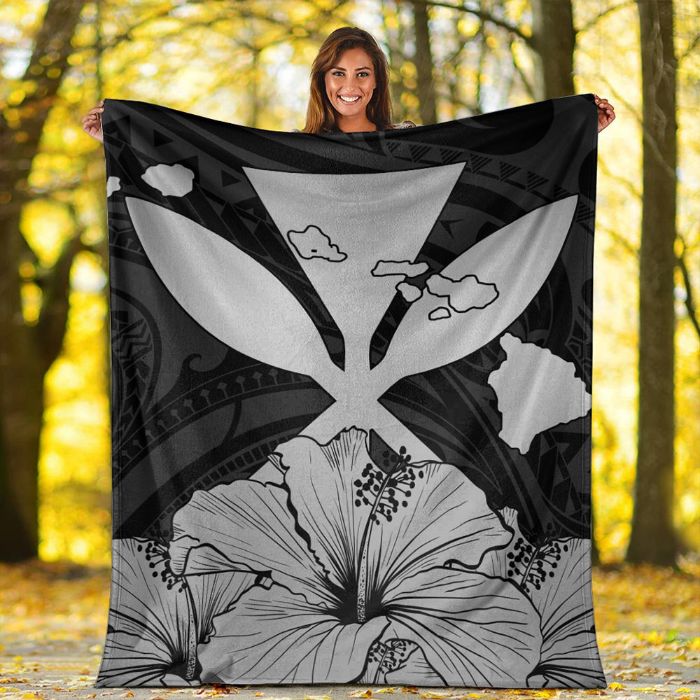 Hawaiian Premium Blanket Kanaka Maoli Hibiscus Polynesian Love Gray-Myprintsy