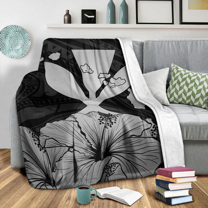Hawaiian Premium Blanket Kanaka Maoli Hibiscus Polynesian Love Gray-Myprintsy
