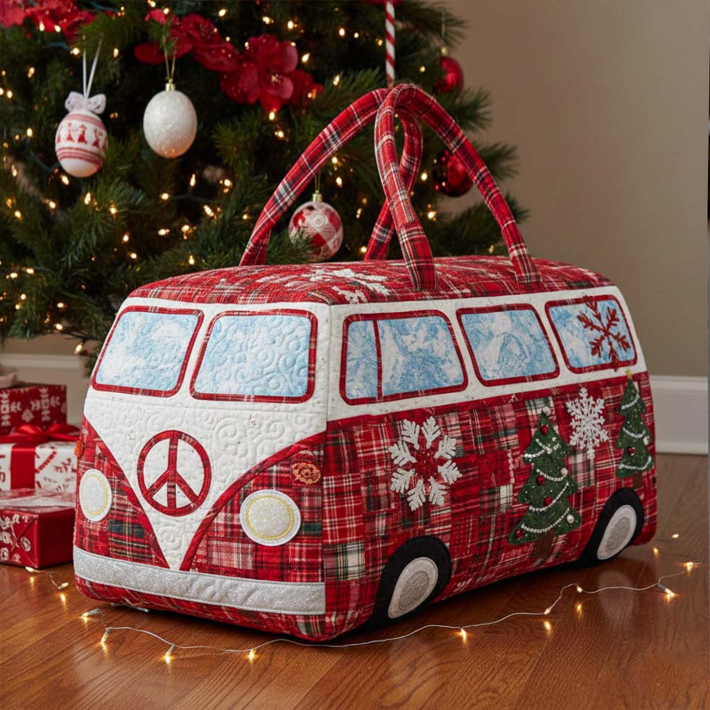 Hippie Christmas Ride Quilted Duffle Bag VTQ-Myprintsy