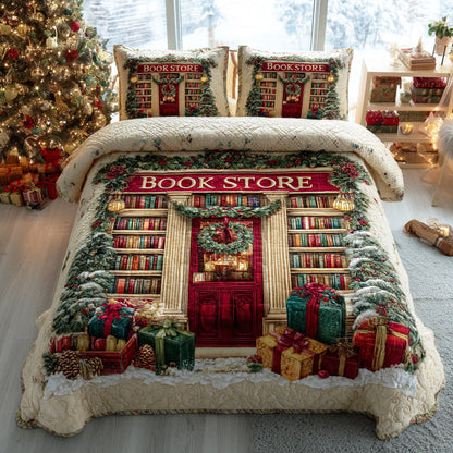 Holiday Bookshop -Piece Quilted Bedding Set VTQ-Myprintsy