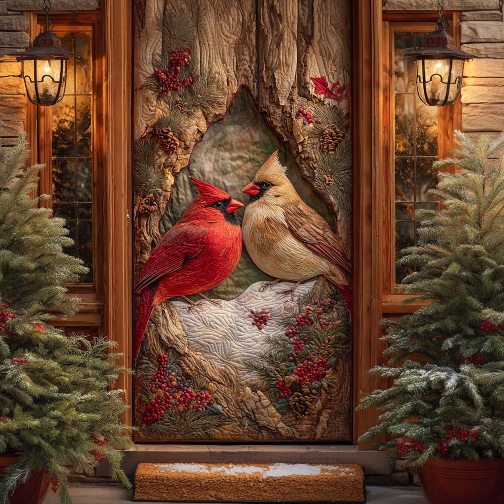 Holiday Cardinal Duet Quilted Door Cover VTQ-Myprintsy