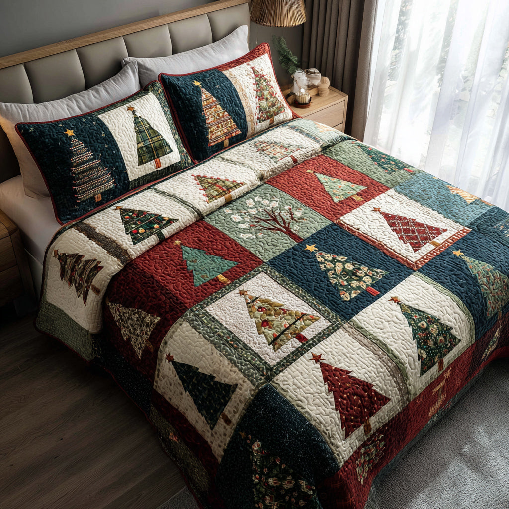 Holiday Christmas Tree -Piece Quilted Bedding Set VTQ-Myprintsy