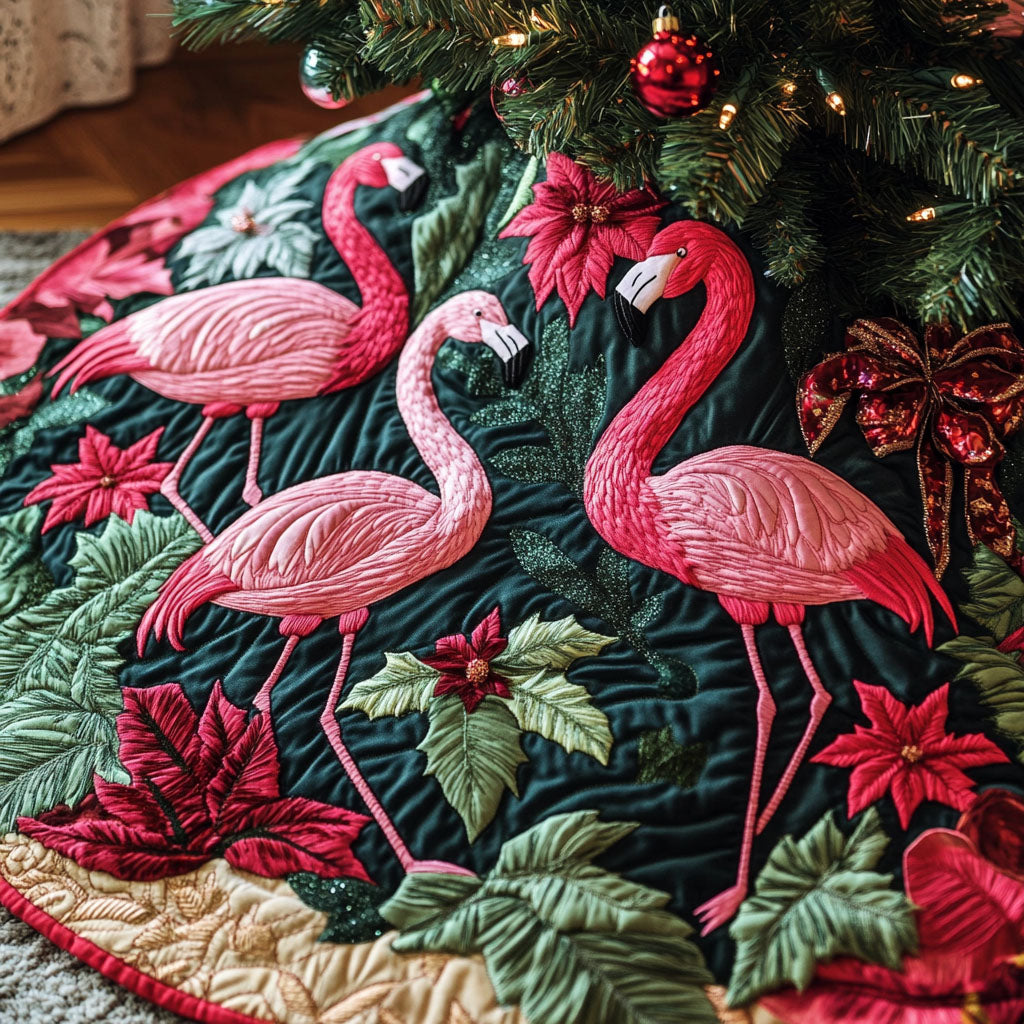 Holiday Flock Quilted Christmas Tree Skirt VTQ-Myprintsy