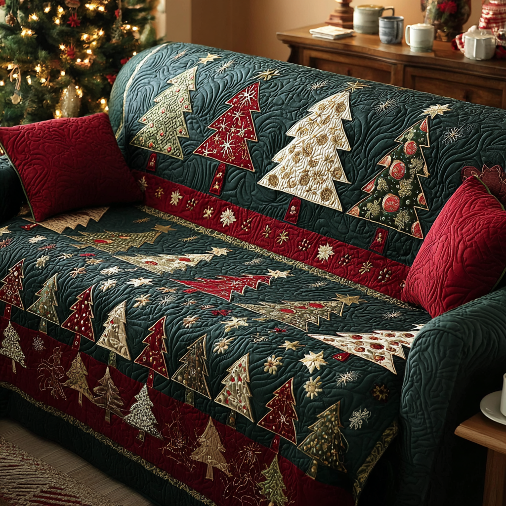 Holiday Forest Quilted Sofa Cover VTQ-Myprintsy
