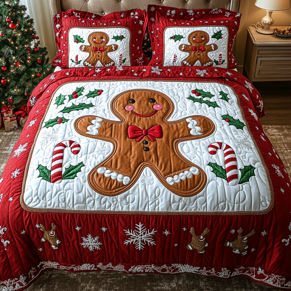 Holiday Ginger Magic -Piece Quilted Bedding Set VTQ-Myprintsy