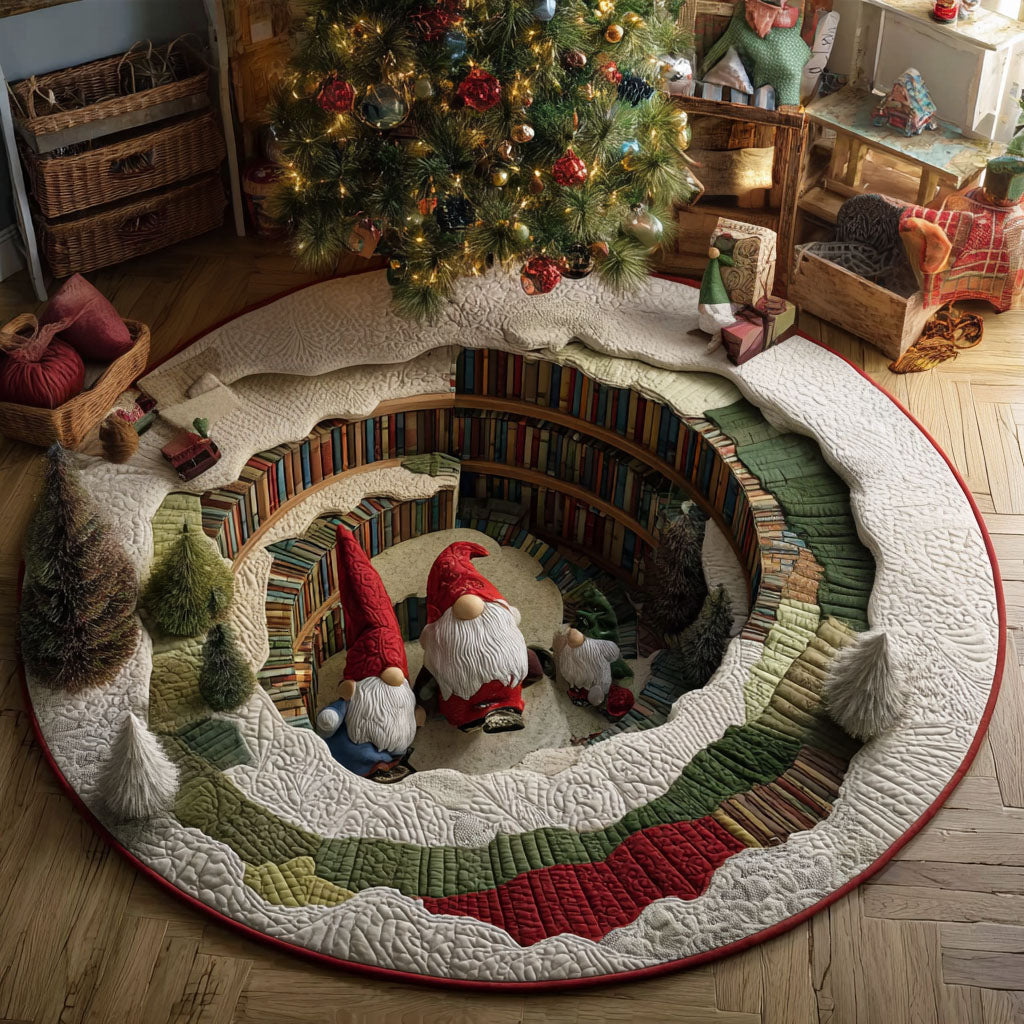 Holiday Gnomehole Quilted Round Mat VTQ-Myprintsy