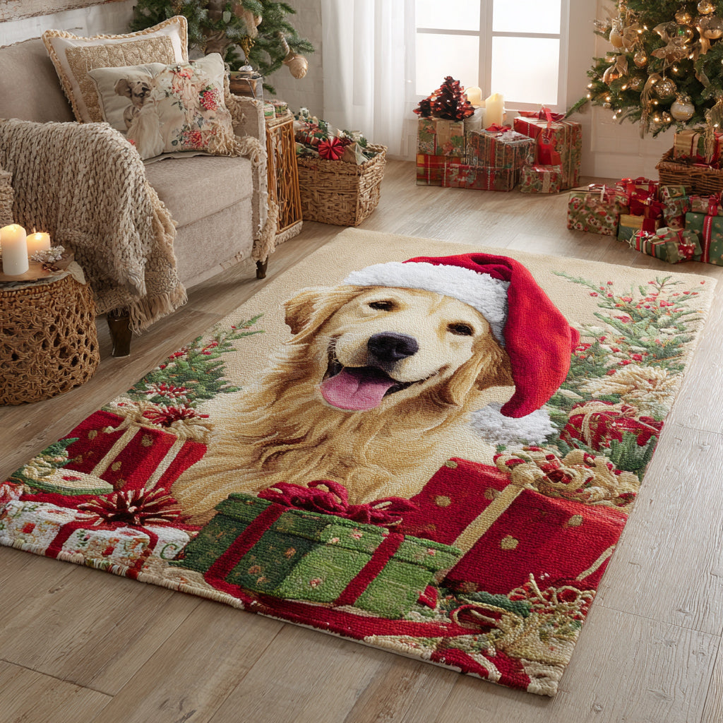 Holiday Golden Retriever Area Rug VTQ-Myprintsy