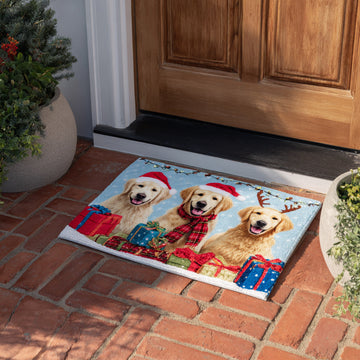 Holiday Golden Retriever Doormat VTQ-Myprintsy