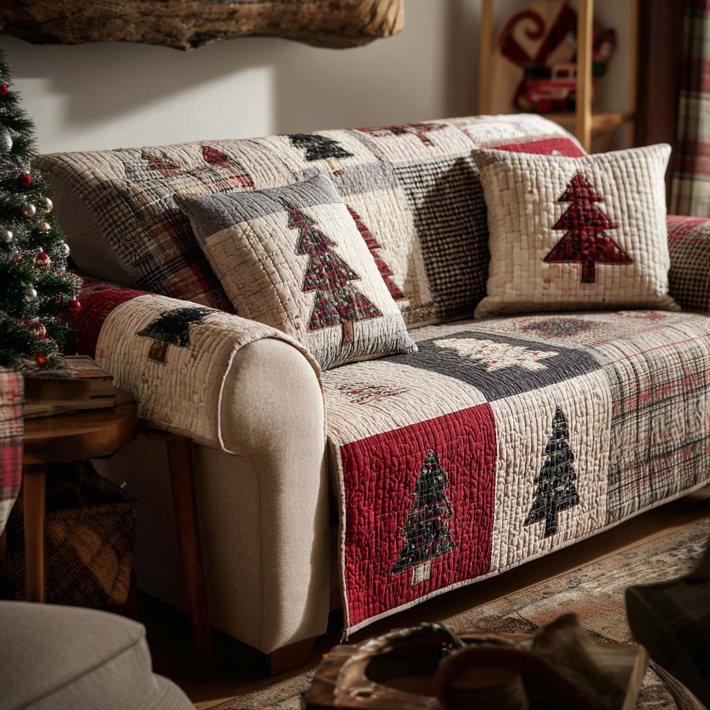 Holiday Greenery Quilted Sofa Cover VTQ-Myprintsy
