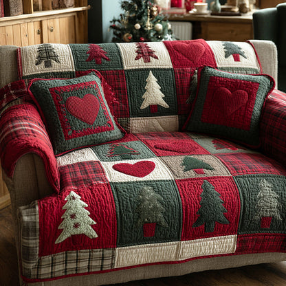 Holiday Heart Pines Quilted Sofa Cover VTQ-Myprintsy