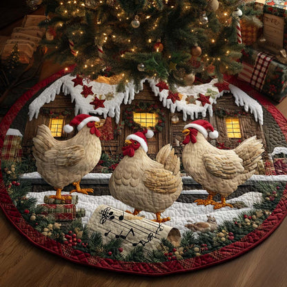 Holiday Hen Trio Quilted Tree Skirt-Myprintsy