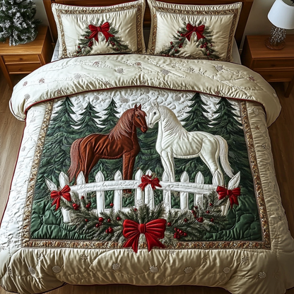 Holiday Horses -Piece Quilted Bedding Set VTQ-Myprintsy