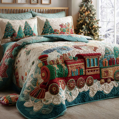 Holiday Locomotive -Piece Quilted Bedding Set VTQ-Myprintsy