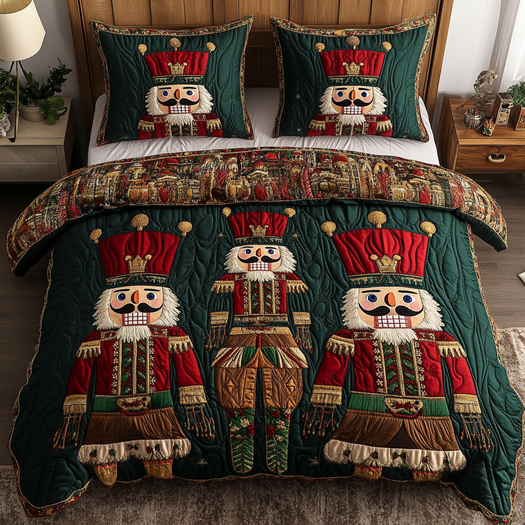 Holiday Nutcracker Charm -Piece Quilted Bedding Set VTQ-Myprintsy