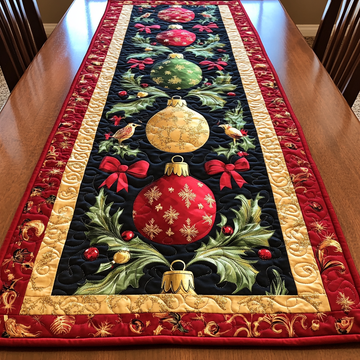 Holiday Ornaments Quilted Table Runner VTQ-Myprintsy