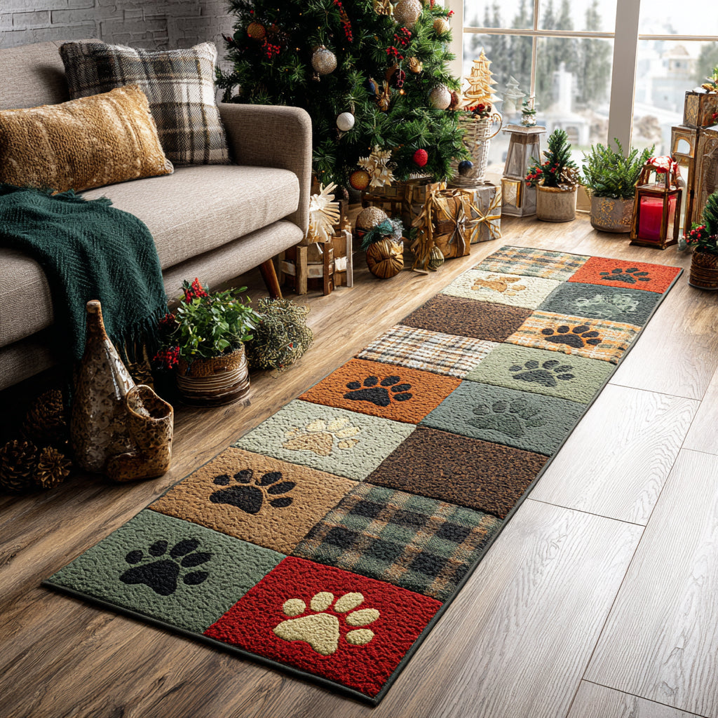 Holiday Paw Prints Runner Carpet VTQ-Myprintsy