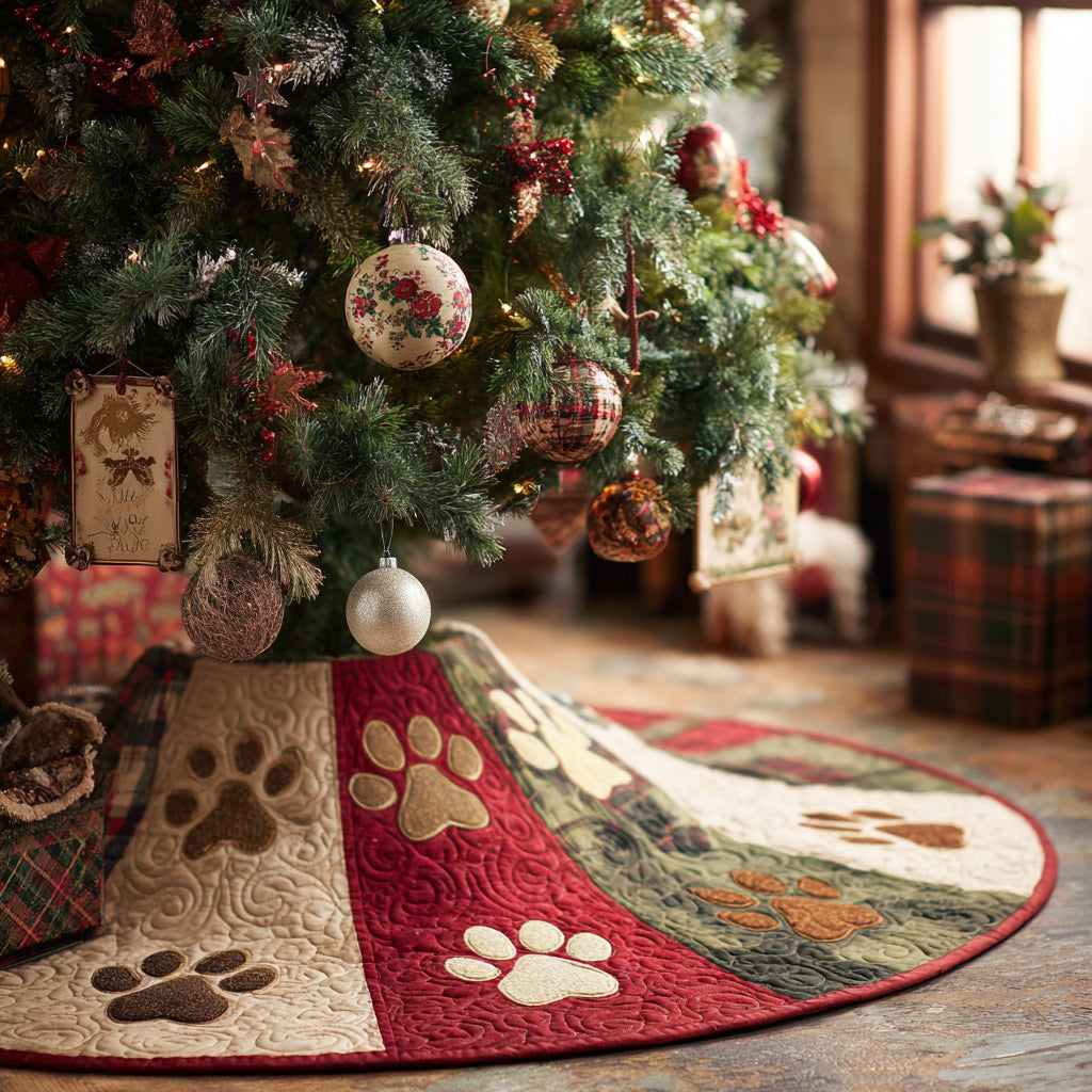 Holiday Paws Christmas Quilted Tree Skirt-Myprintsy