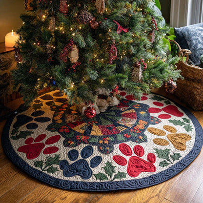 Holiday Paws Christmas Quilted Tree Skirt-Myprintsy