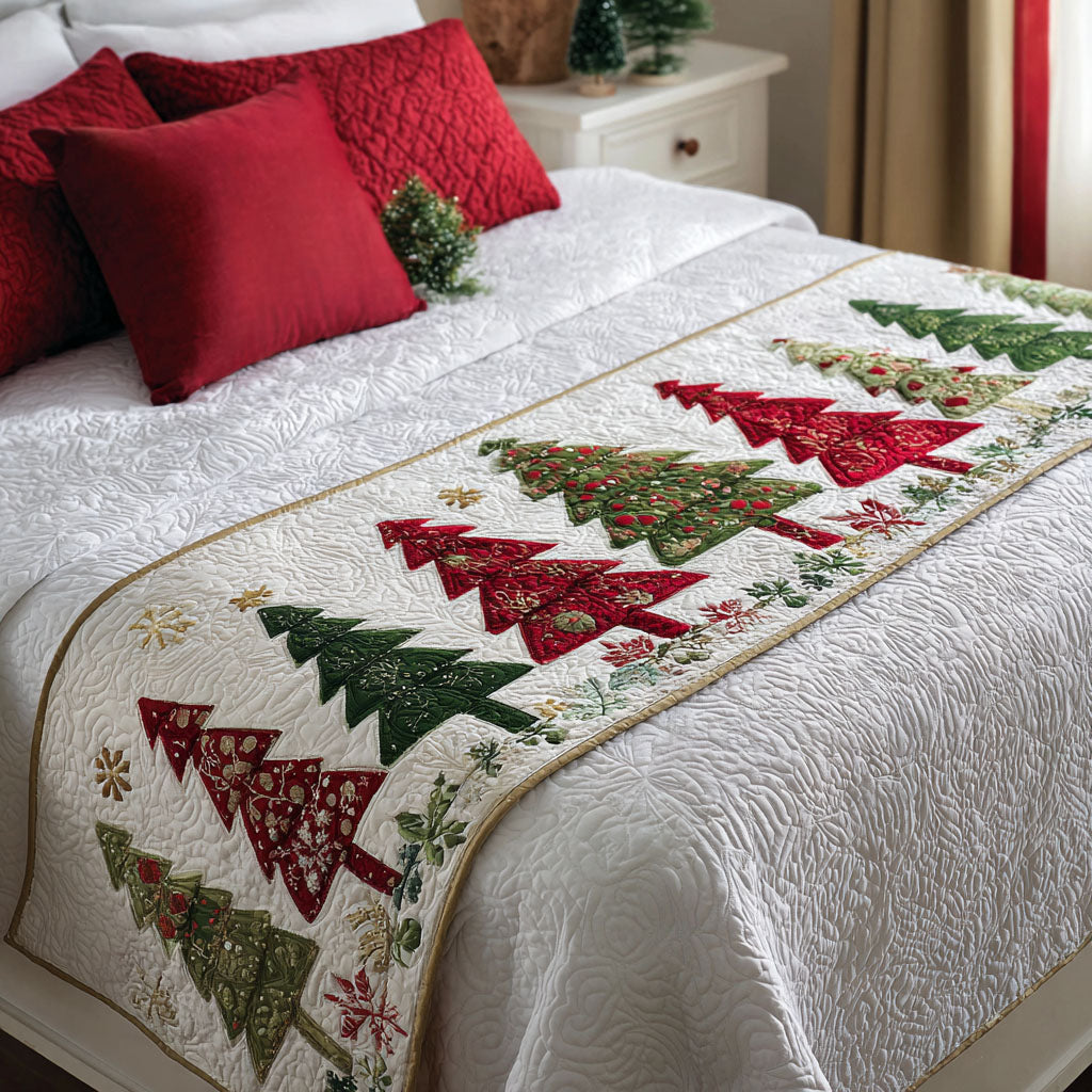 Holiday Pine Parade Quilted Bed Runner VTQ-Myprintsy