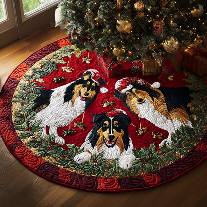 Holiday Sheltie Christmas Quilted Tree Skirt-Myprintsy