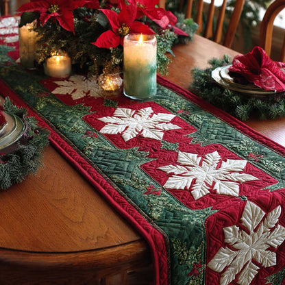 Holiday Snowflake Charm Quilted Table Runner VTQ-Myprintsy