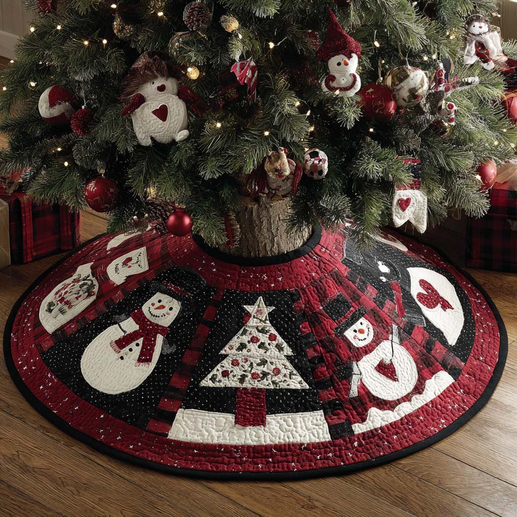 Holiday Snowman Patch Quilted Tree Skirt-Myprintsy