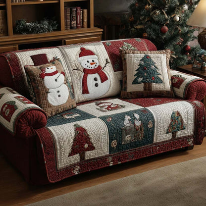 Holiday Snowy Patchwork Quilted Sofa Cover VTQ-Myprintsy