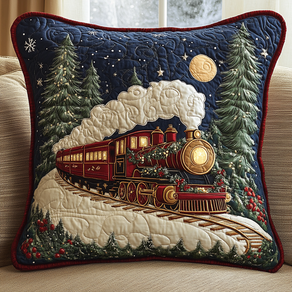 Holiday Tracks Quilted Pillow Case VH VTQ-Myprintsy