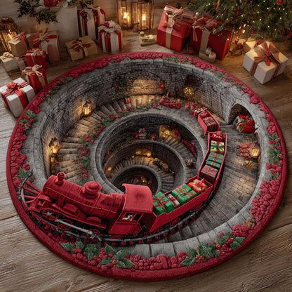 Holiday Train Descent Round Carpet VTQ-Myprintsy