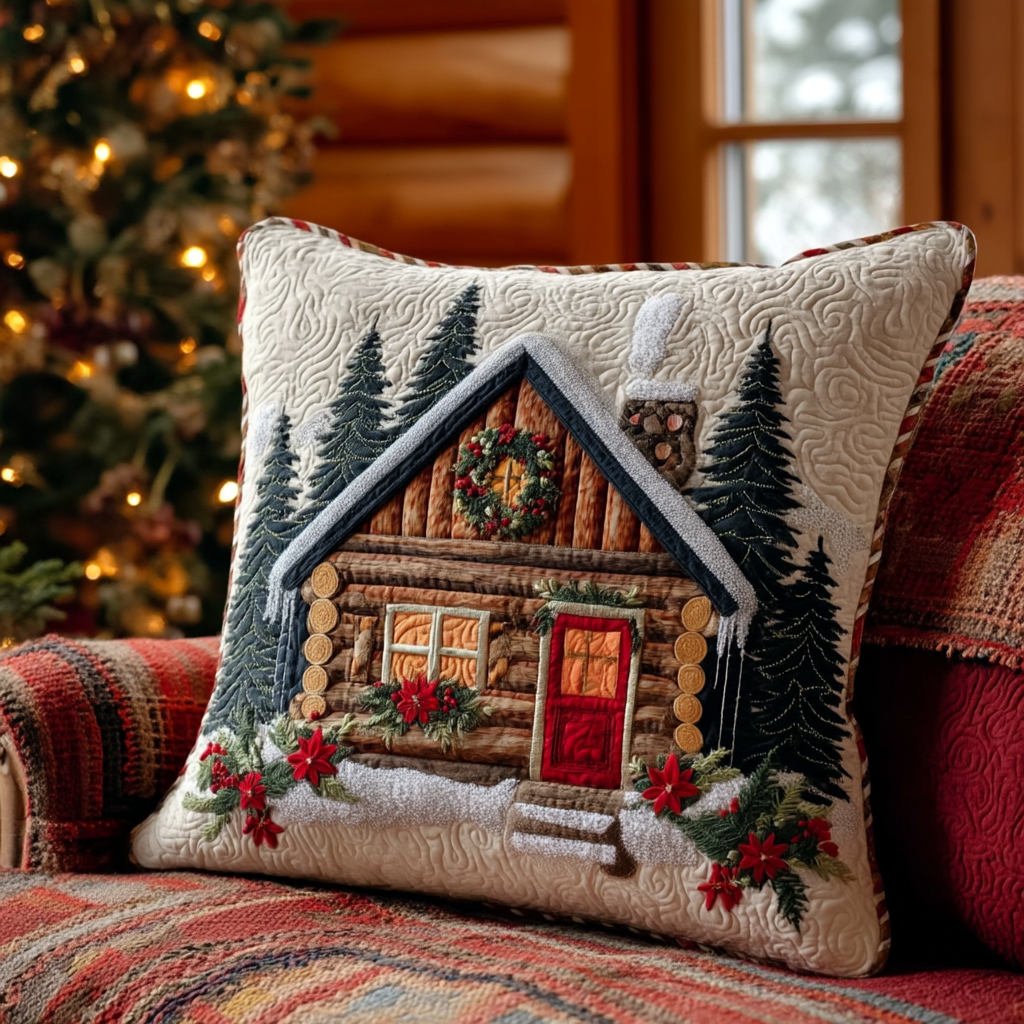 Holiday Welcome Cabin Quilted Pillow Case VTQ-Myprintsy
