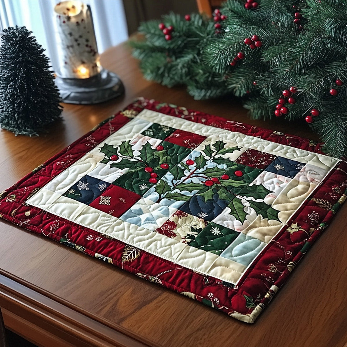 Holly Joy Quilted Place Mat VTQ-Myprintsy