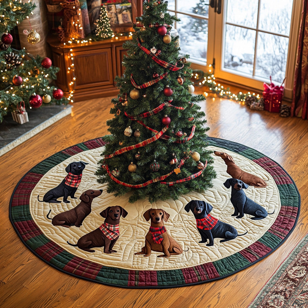 Holly Long Dog Joy Quilted Christmas Tree Skirt-Myprintsy