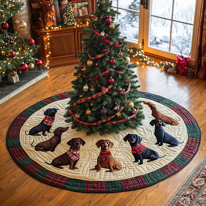 Holly Long Dog Joy Quilted Christmas Tree Skirt-Myprintsy