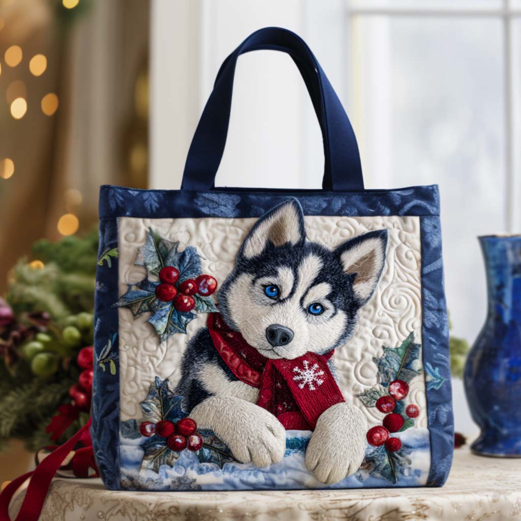 Holly Pup Quilted Tote Bag VTQ-Myprintsy