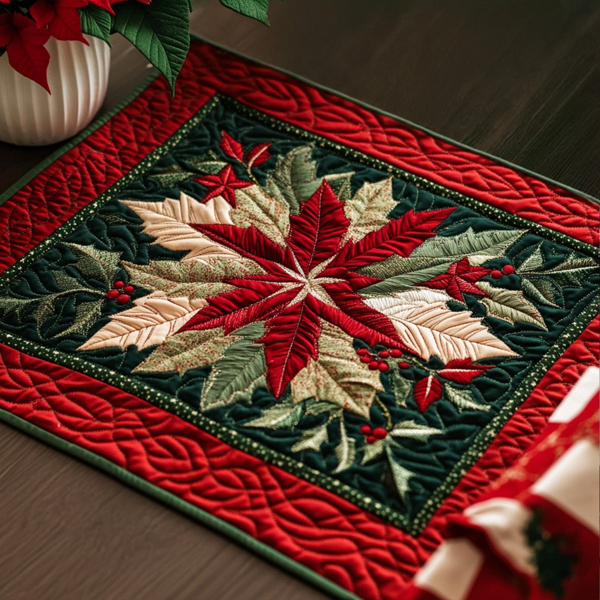 Holly Radiance Quilted Placemat VTQ-Myprintsy