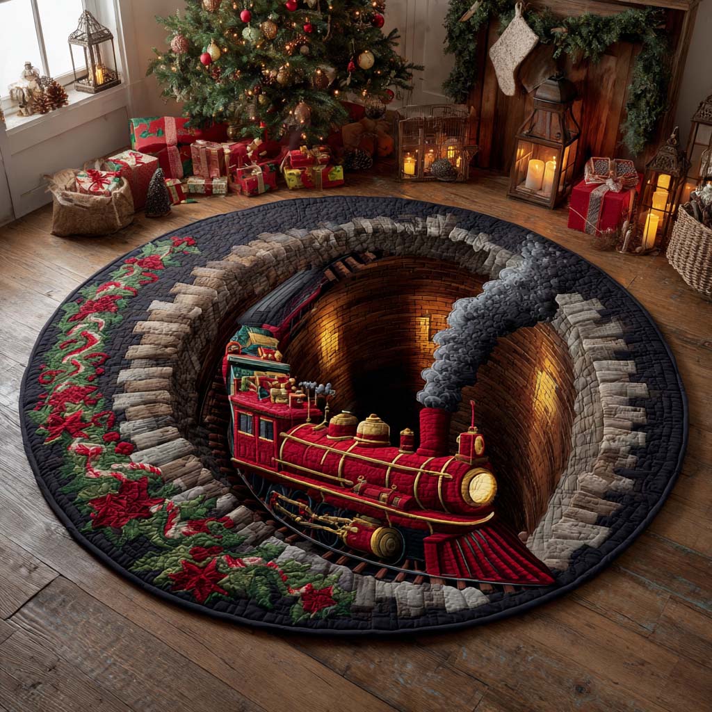 Holly Tunnel Locomotive Quilted Round Mat VTQ-Myprintsy