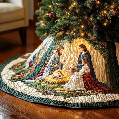 Holy Night Christmas Quilted Tree Skirt VH VTQ-Myprintsy