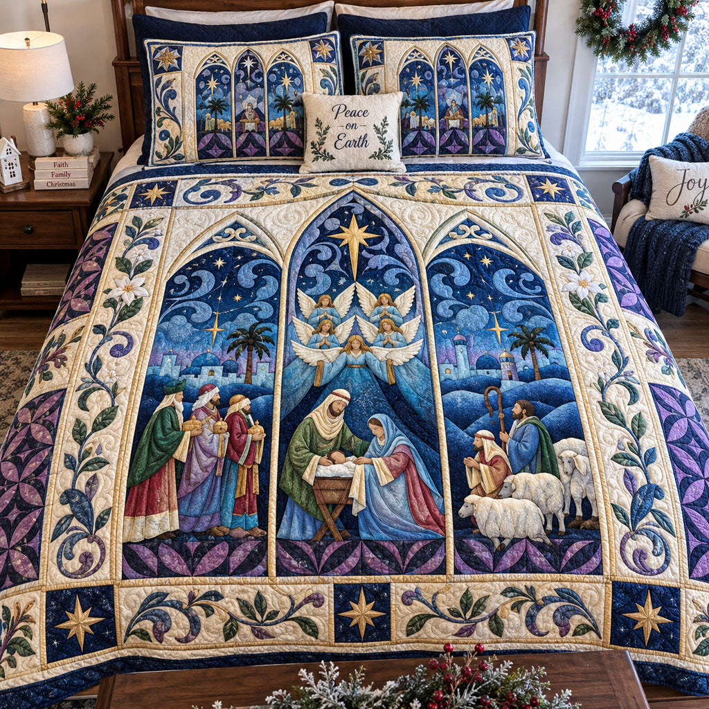 Holy Night Nativity -Piece Quilted Bedding Set VTQ-Myprintsy