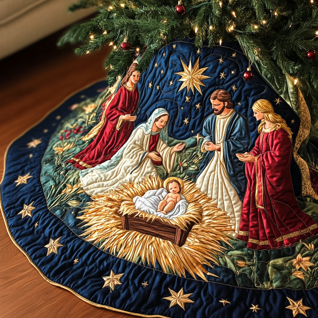 Holy Night Skirt Christmas Quilted Tree Skirt VH-Myprintsy