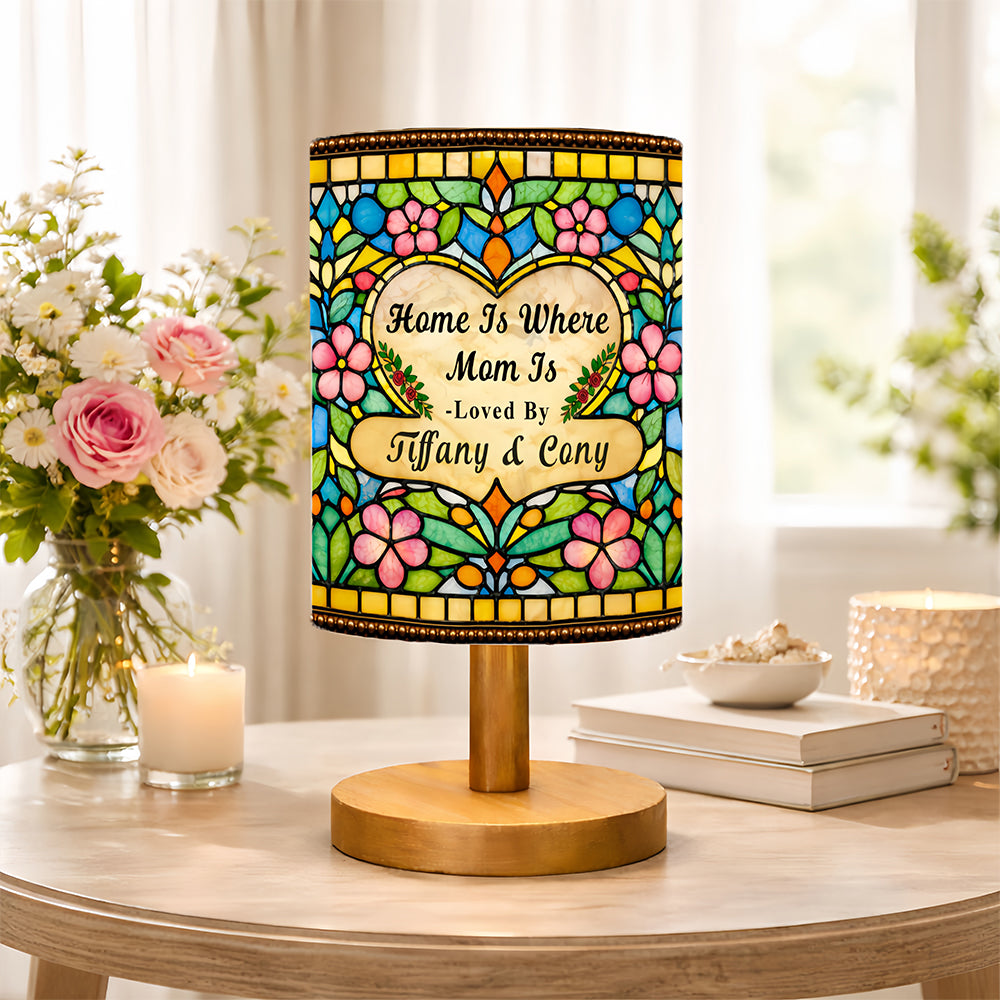 Home Is Where Mom Is - Personalized Fabric Lamp, Tiffany Style Lamp For Mother's Day Gift-Myprintsy