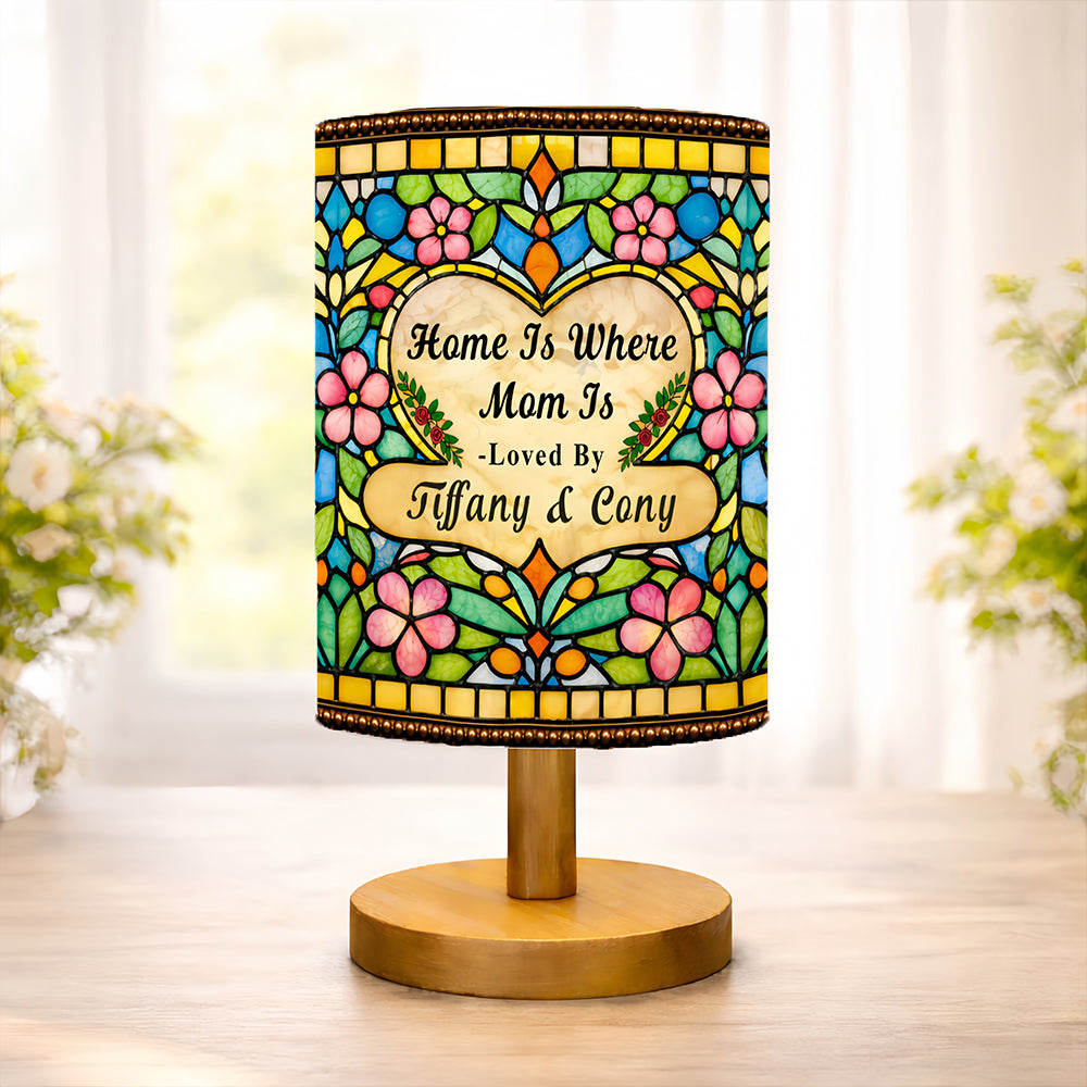 Home Is Where Mom Is - Personalized Fabric Lamp, Tiffany Style Lamp For Mother's Day Gift-Myprintsy