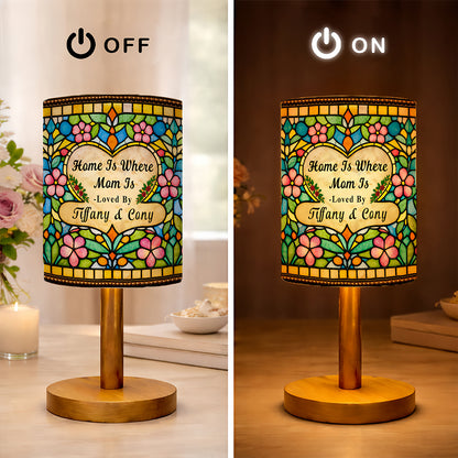 Home Is Where Mom Is - Personalized Fabric Lamp, Tiffany Style Lamp For Mother's Day Gift-Myprintsy