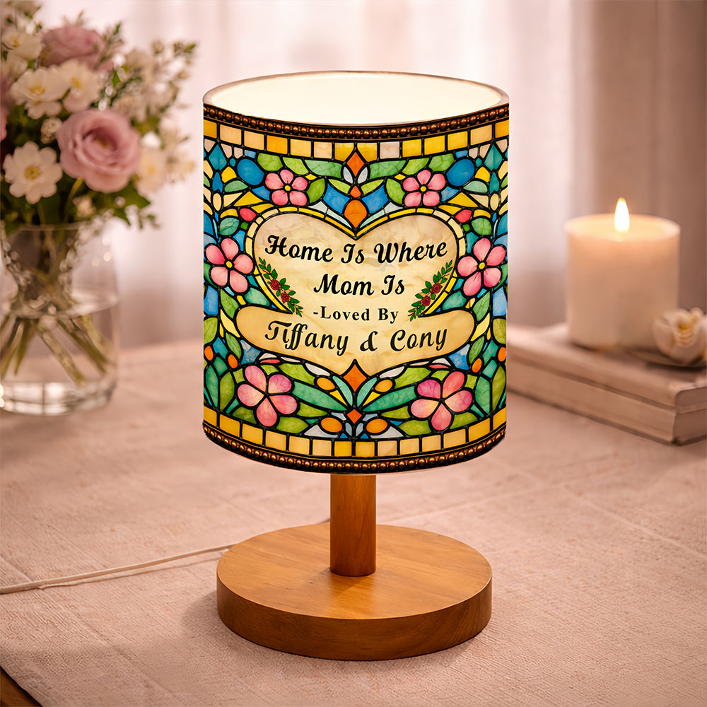 Home Is Where Mom Is - Personalized Fabric Lamp, Tiffany Style Lamp For Mother's Day Gift-Myprintsy