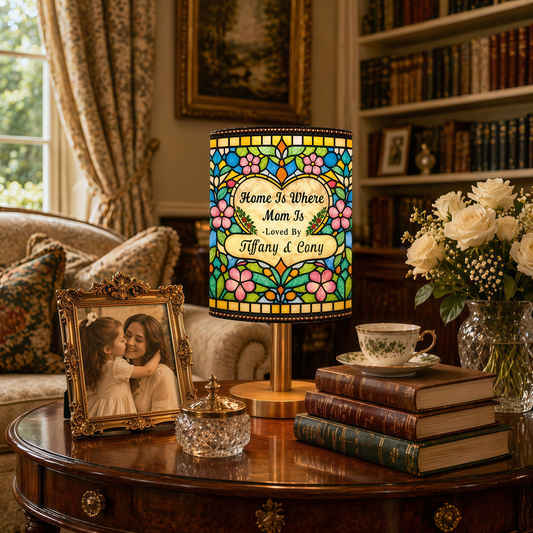 Home Is Where Mom Is - Personalized Fabric Lamp, Tiffany Style Lamp For Mother's Day Gift-Myprintsy