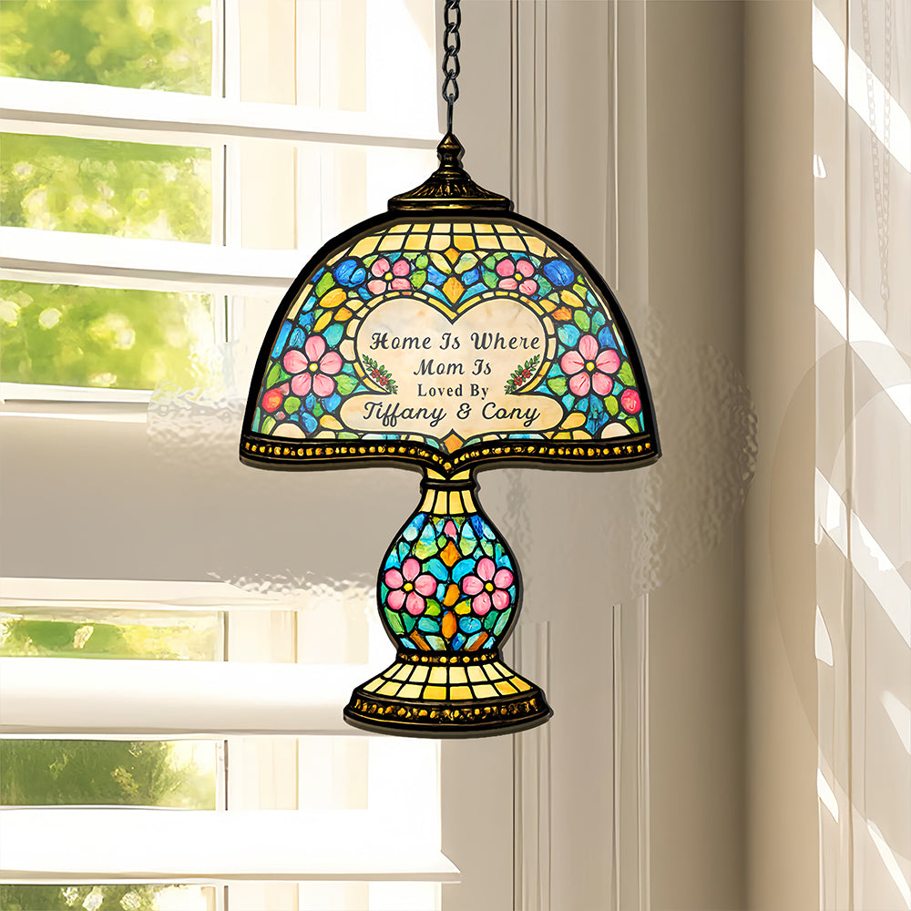 Home Is Where Mom Is- Personalized Tiffany Style Window Hanging Suncatcher, Best Mother's Day Gifts for Mom-Myprintsy