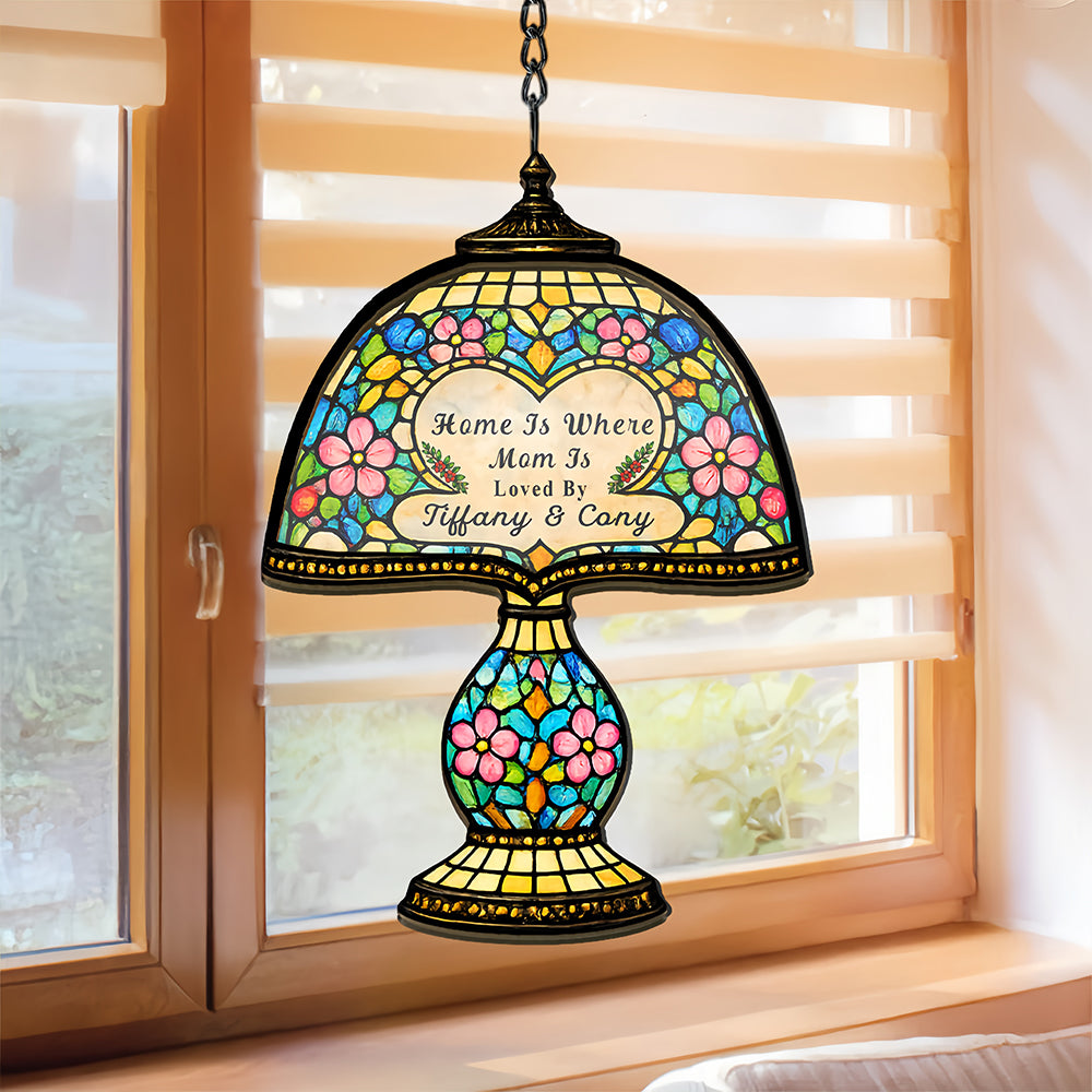 Home Is Where Mom Is- Personalized Tiffany Style Window Hanging Suncatcher, Best Mother's Day Gifts for Mom-Myprintsy